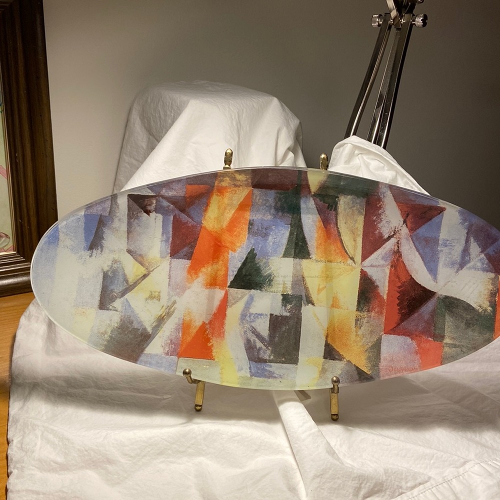 Robert Delaunay oval console bowl."Windows Open Simultaneously"